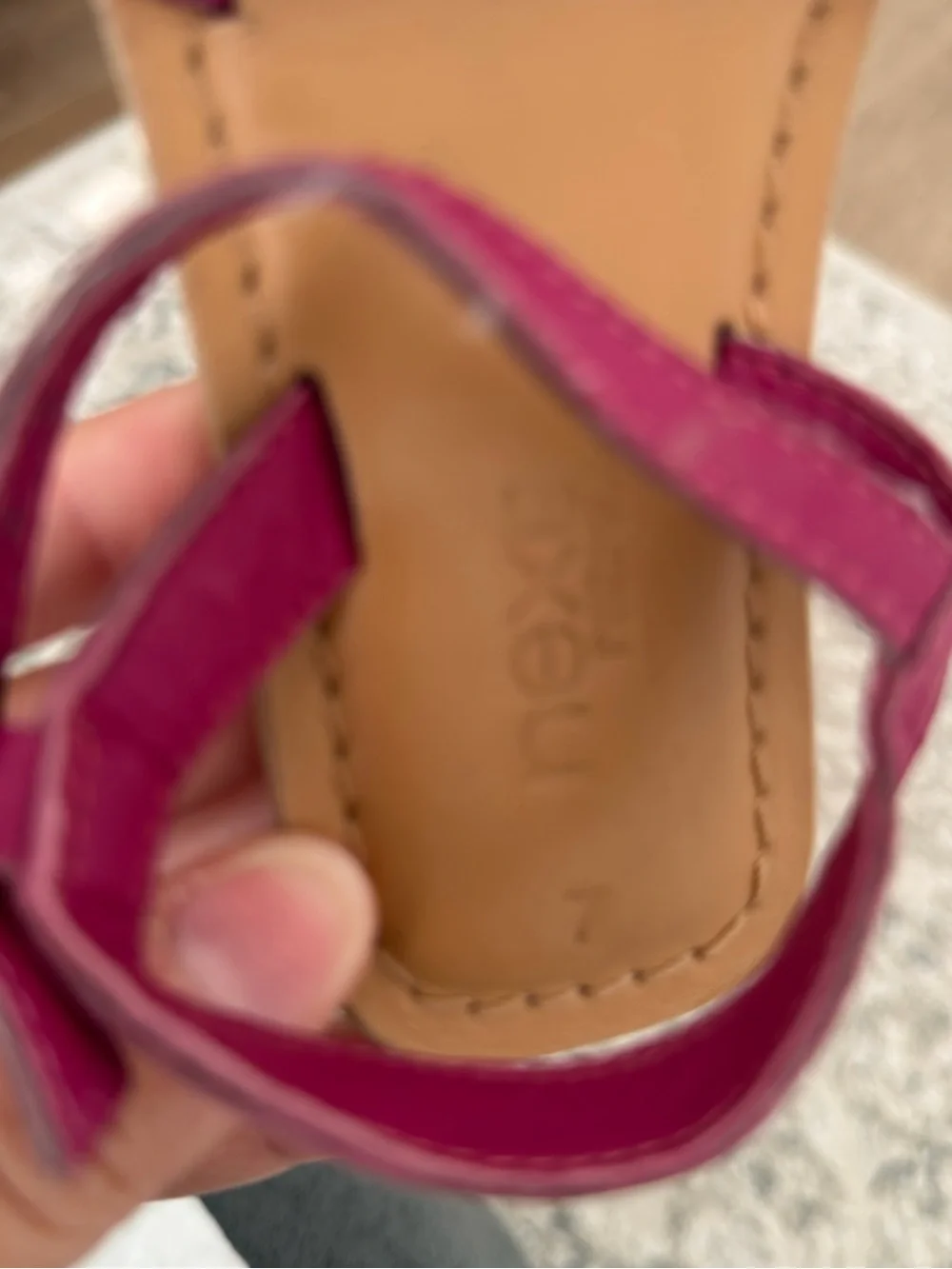 NEXT Magenta Pink Beaded Ankle-Strap Sandals Adjustable Size 7c Toddler Girl